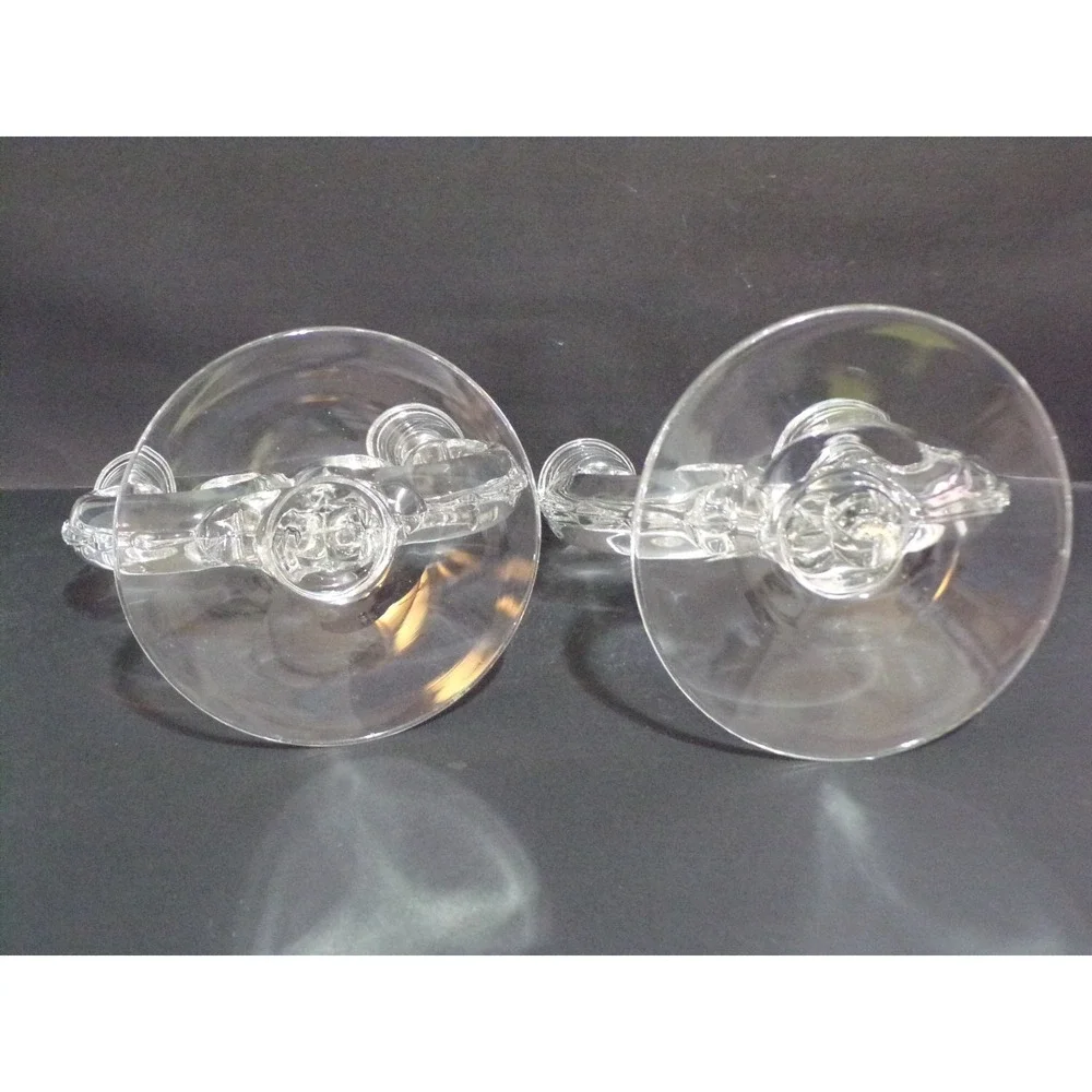 Vintage Pair Art Deco Double Arm Swirl Glass Candle Holders Classic Retro